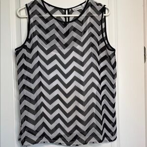 Liz Claiborne Black and White Zigzag Sheer tank with white camisole underneath.
